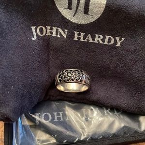 John Hardy Dots Black Sapphire Ring with original box, bag and cleaning cloth.